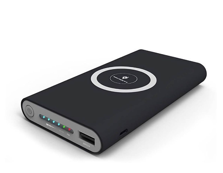 Qi Wireless Portable Power Bank Charger for Iphone and Android - Black 15000MAH