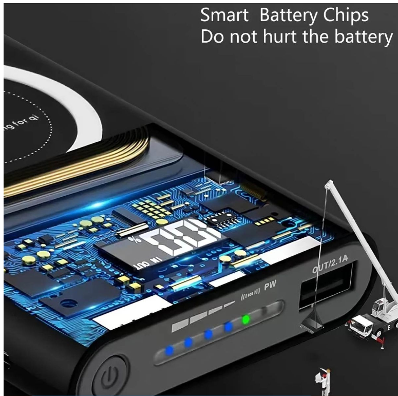 Qi Wireless Portable Power Bank Charger for Iphone and Android - Black 15000MAH